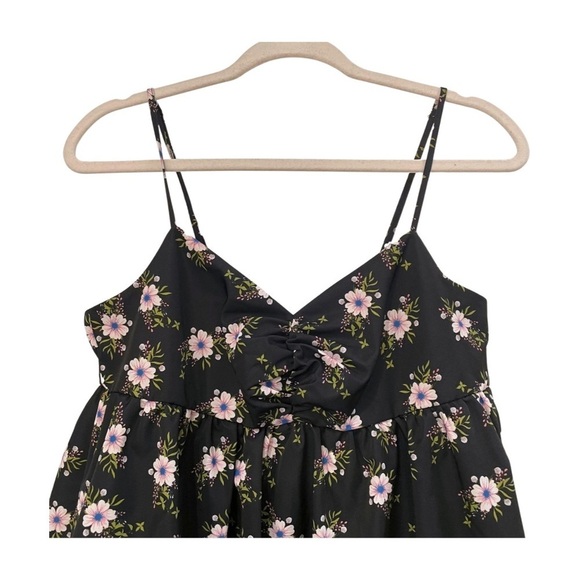 NWT Free People Black Floral Bubble Babdydoll Dress Size L - Picture 7 of 12